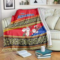 Armenia Traditional Pattern Blanket with Floral Motif and National Flag Design - Wonder Print Shop