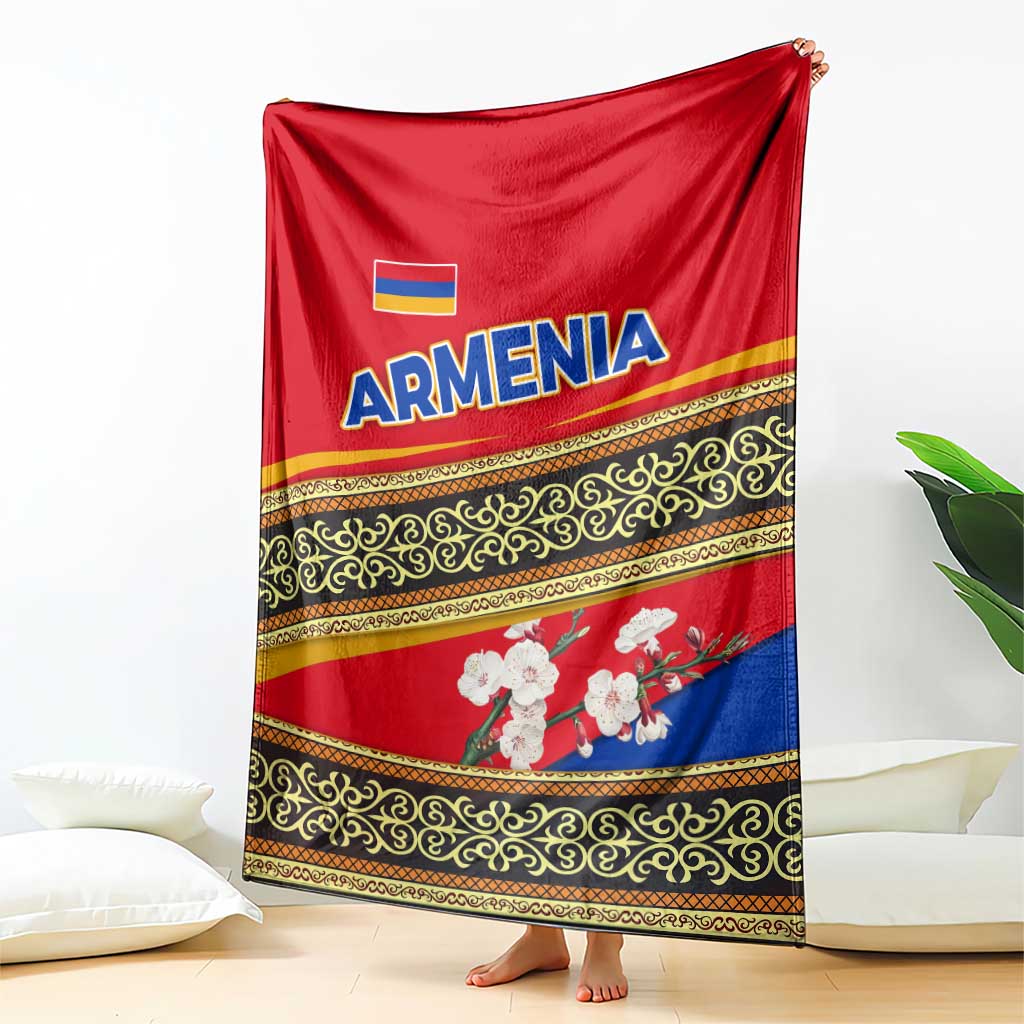 Armenia Traditional Pattern Blanket with Floral Motif and National Flag Design - Wonder Print Shop