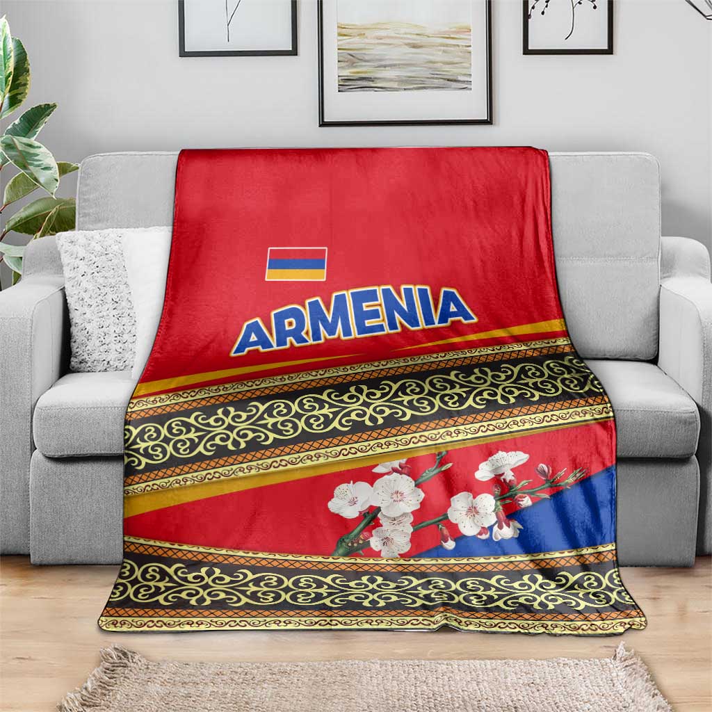 Armenia Traditional Pattern Blanket with Floral Motif and National Flag Design - Wonder Print Shop