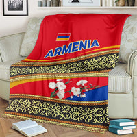 Armenia Traditional Pattern Blanket with Floral Motif and National Flag Design - Wonder Print Shop