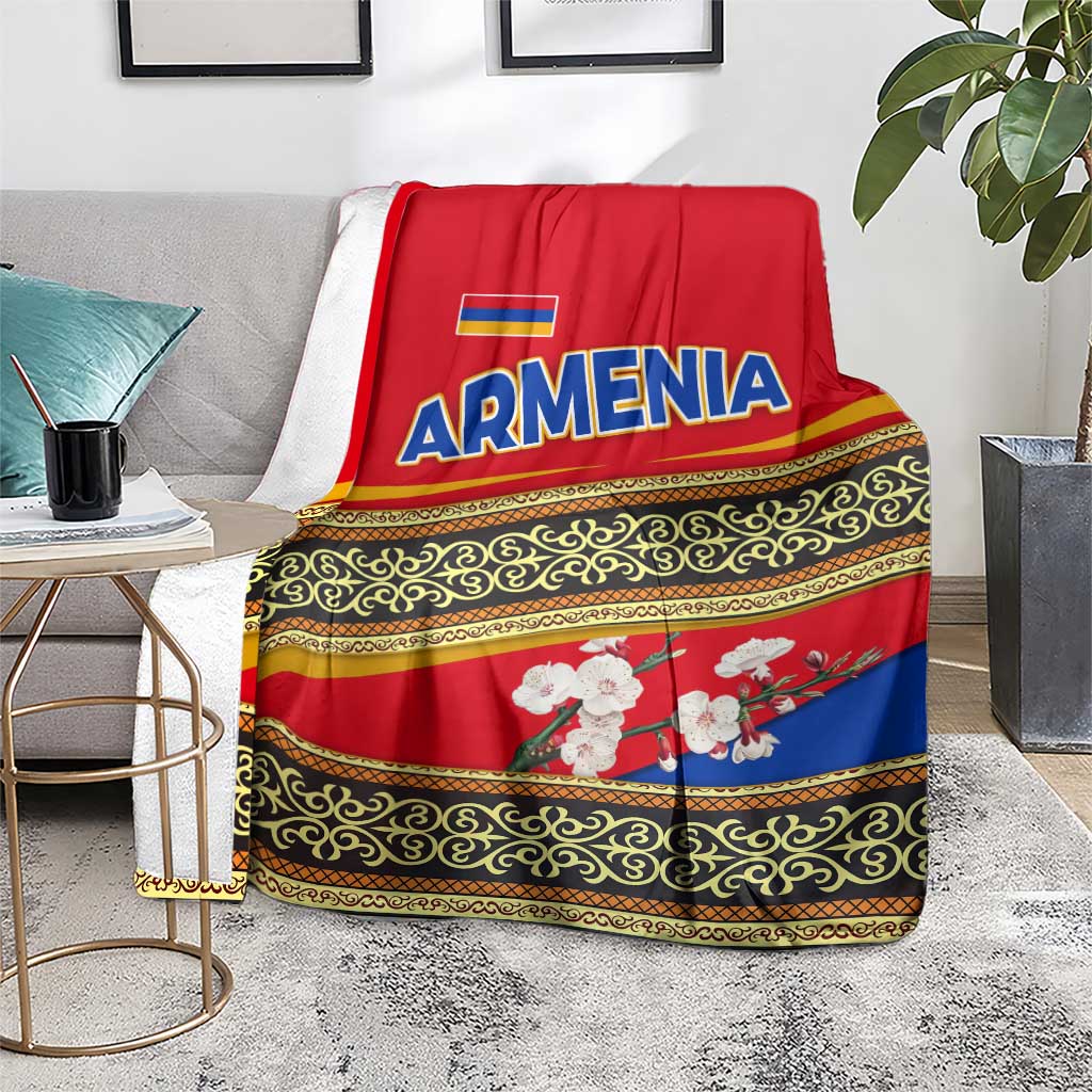 Armenia Traditional Pattern Blanket with Floral Motif and National Flag Design - Wonder Print Shop