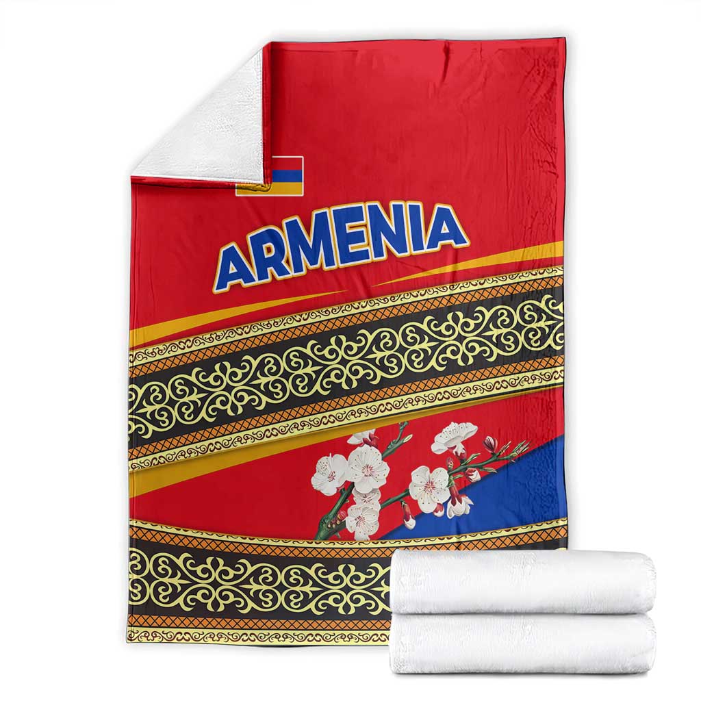 Armenia Traditional Pattern Blanket with Floral Motif and National Flag Design - Wonder Print Shop