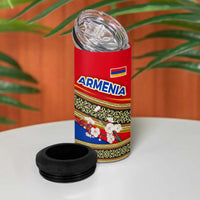 Armenia Traditional Pattern 4 in 1 Can Cooler Tumbler with Floral Motif and National Flag Design - Wonder Print Shop