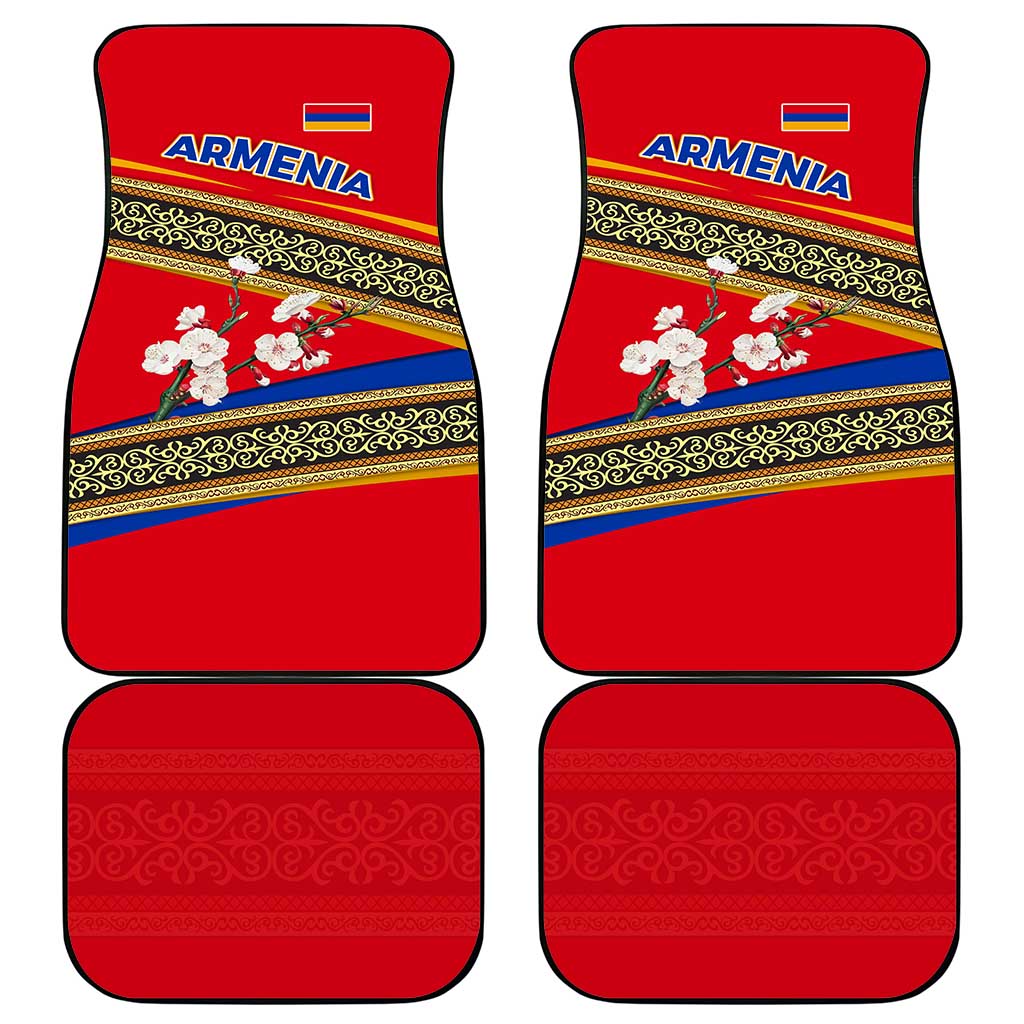 Armenia Traditional Pattern Car Mats with Floral Motif and National Flag Design - Wonder Print Shop