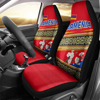 Armenia Traditional Pattern Car Seat Cover with Floral Motif and National Flag Design - Wonder Print Shop