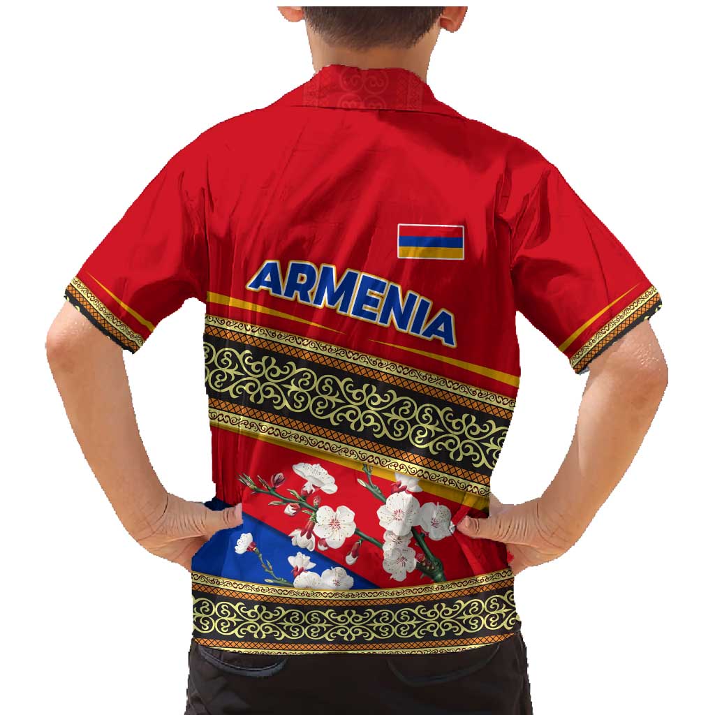 Armenia Traditional Pattern Family Matching Mermaid Dress and Hawaiian Shirt with Floral Motif and National Flag Design - Wonder Print Shop