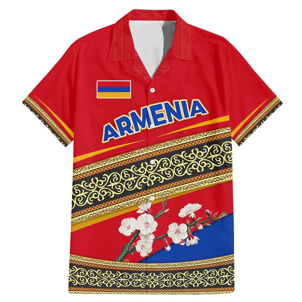 Armenia Traditional Pattern Family Matching Mermaid Dress and Hawaiian Shirt with Floral Motif and National Flag Design - Wonder Print Shop