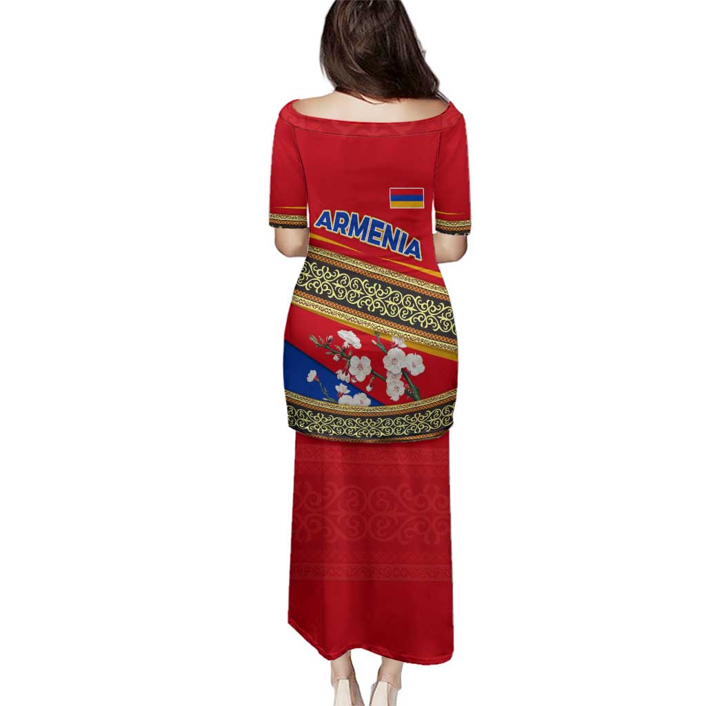 Armenia Traditional Pattern Family Matching Puletasi and Hawaiian Shirt with Floral Motif and National Flag Design - Wonder Print Shop