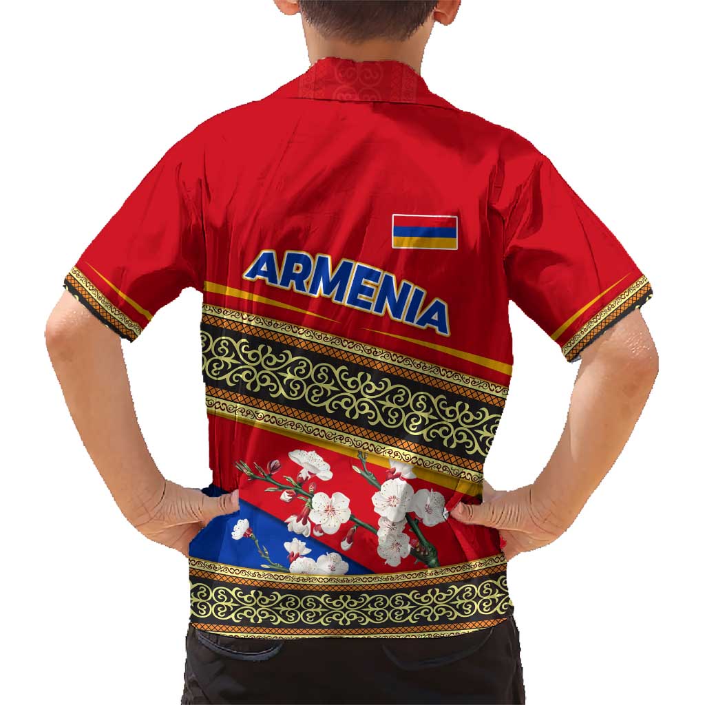 Armenia Traditional Pattern Family Matching Short Sleeve Bodycon Dress and Hawaiian Shirt with Floral Motif and National Flag Design - Wonder Print Shop