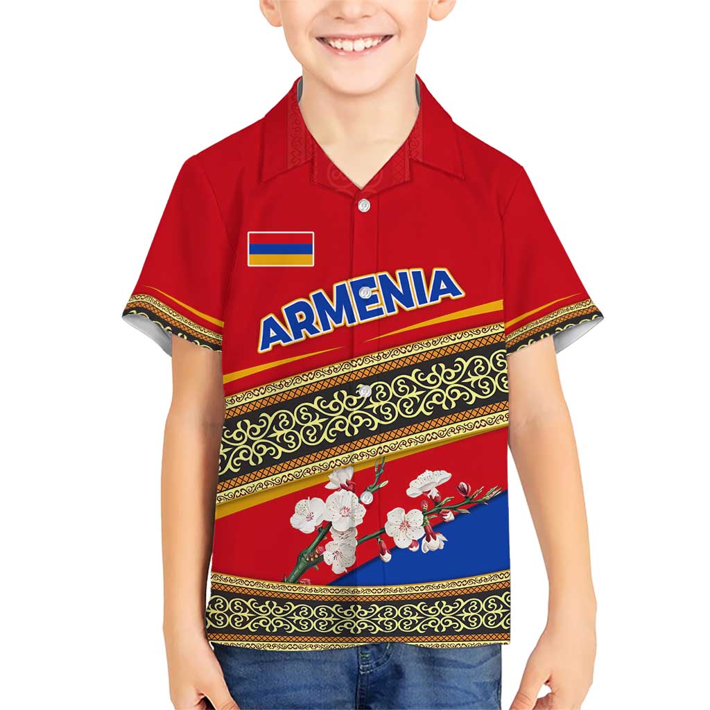 Armenia Traditional Pattern Family Matching Short Sleeve Bodycon Dress and Hawaiian Shirt with Floral Motif and National Flag Design - Wonder Print Shop