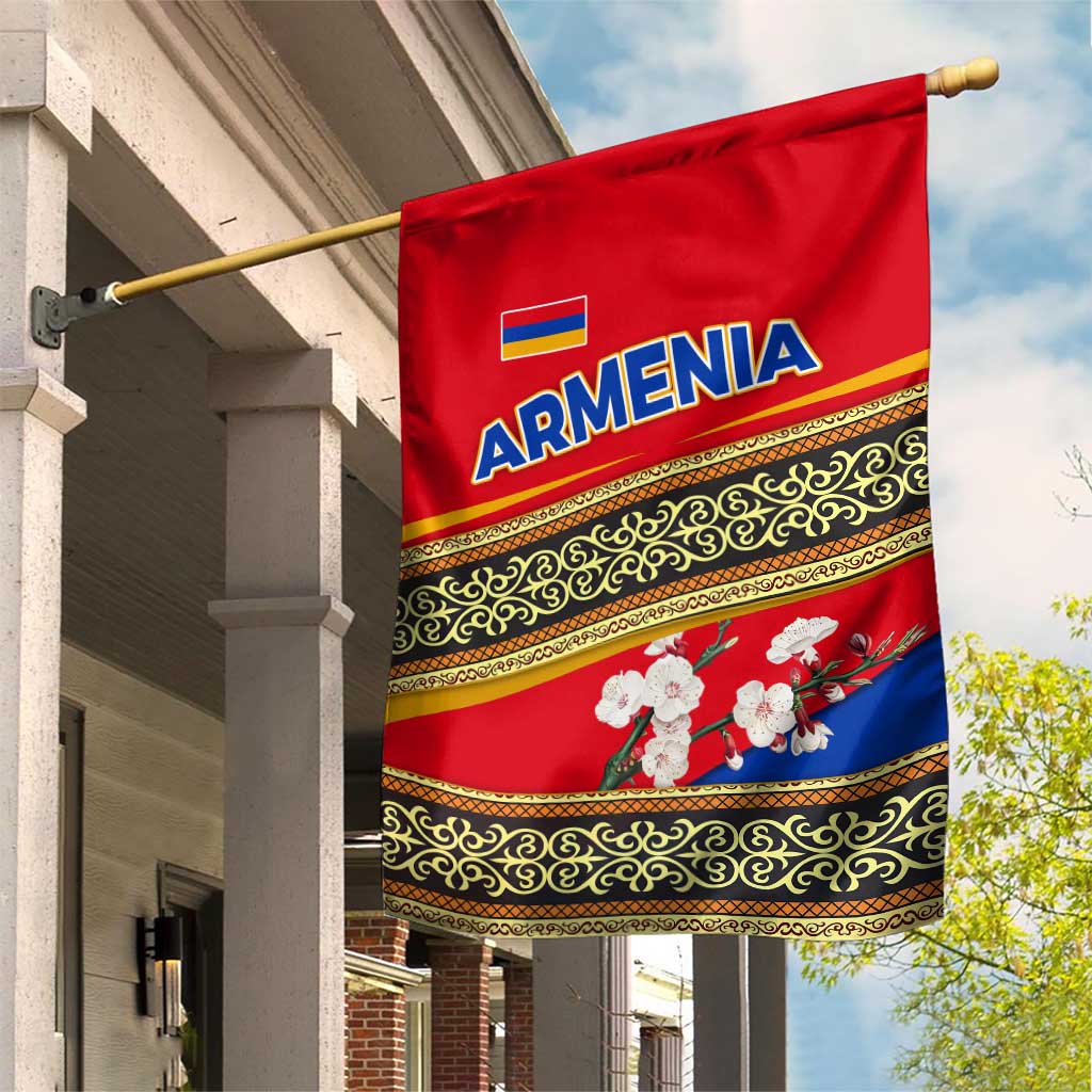 Armenia Traditional Pattern Garden Flag with Floral Motif and National Flag Design - Wonder Print Shop