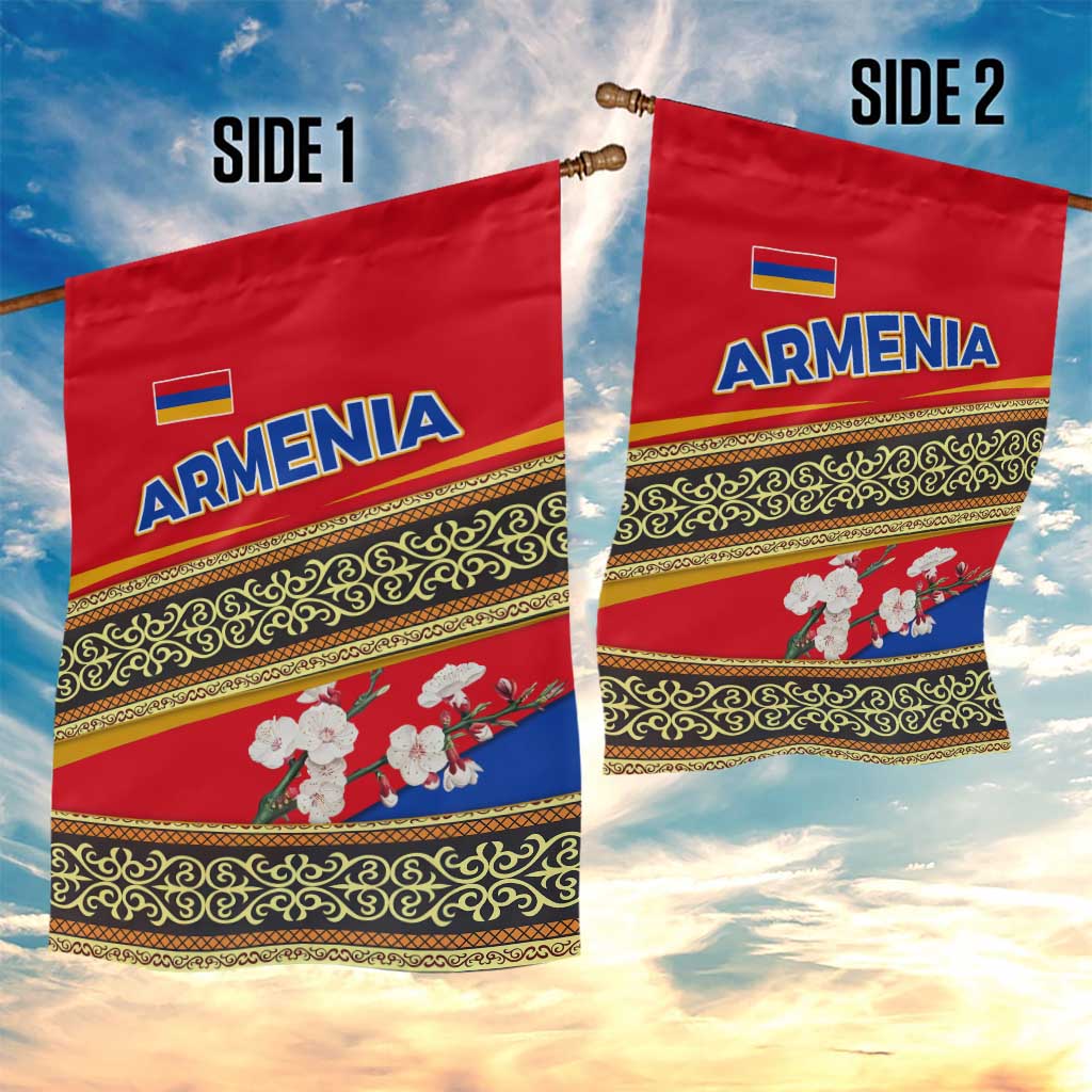 Armenia Traditional Pattern Garden Flag with Floral Motif and National Flag Design - Wonder Print Shop