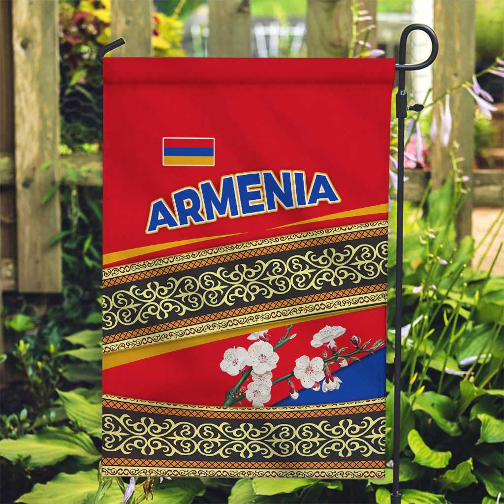 Armenia Traditional Pattern Garden Flag with Floral Motif and National Flag Design - Wonder Print Shop