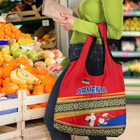 Armenia Traditional Pattern Grocery Bag with Floral Motif and National Flag Design - Wonder Print Shop