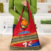 Armenia Traditional Pattern Grocery Bag with Floral Motif and National Flag Design - Wonder Print Shop