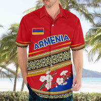 Armenia Traditional Pattern Hawaiian Shirt with Floral Motif and National Flag Design - Wonder Print Shop