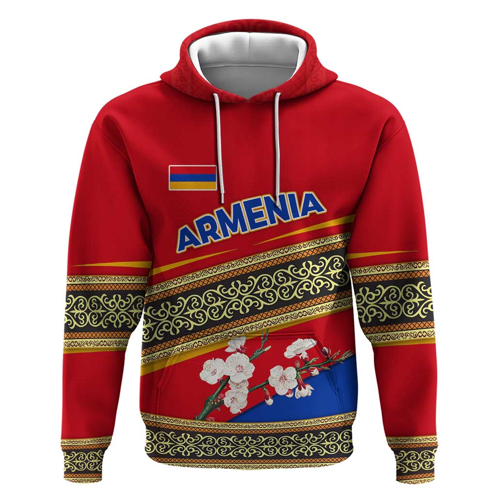 Armenia Traditional Pattern Hoodie with Floral Motif and National Flag Design - Wonder Print Shop