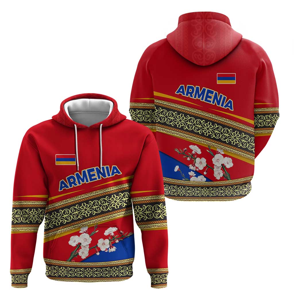 Armenia Traditional Pattern Hoodie with Floral Motif and National Flag Design - Wonder Print Shop