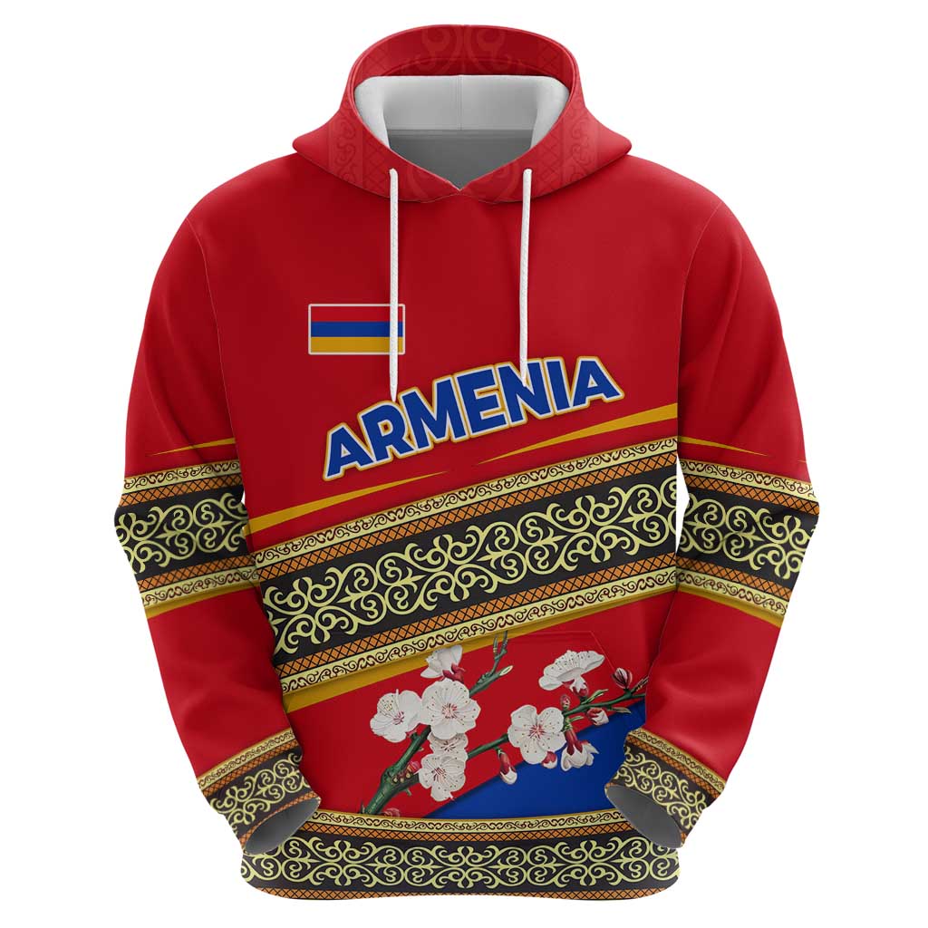 Armenia Traditional Pattern Hoodie with Floral Motif and National Flag Design - Wonder Print Shop