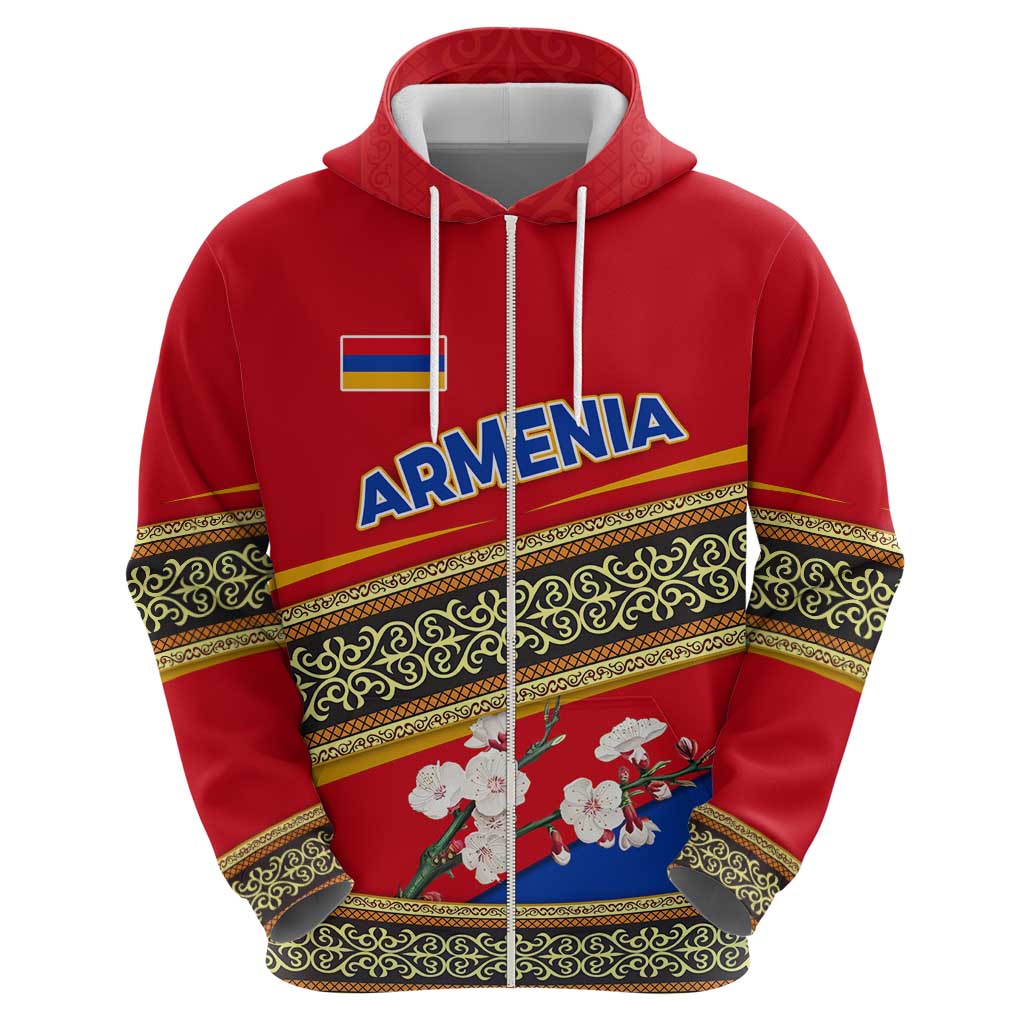 Armenia Traditional Pattern Hoodie with Floral Motif and National Flag Design - Wonder Print Shop