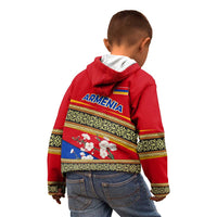 Armenia Traditional Pattern Kid Hoodie with Floral Motif and National Flag Design - Wonder Print Shop
