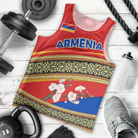 Armenia Traditional Pattern Men Tank Top with Floral Motif and National Flag Design - Wonder Print Shop