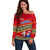 Armenia Traditional Pattern Off Shoulder Sweater with Floral Motif and National Flag Design - Wonder Print Shop