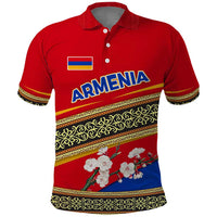 Armenia Traditional Pattern Polo Shirt with Floral Motif and National Flag Design - Wonder Print Shop