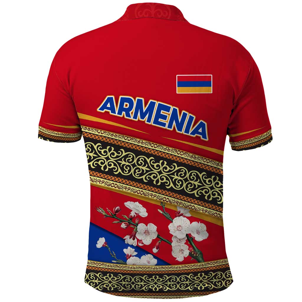 Armenia Traditional Pattern Polo Shirt with Floral Motif and National Flag Design - Wonder Print Shop