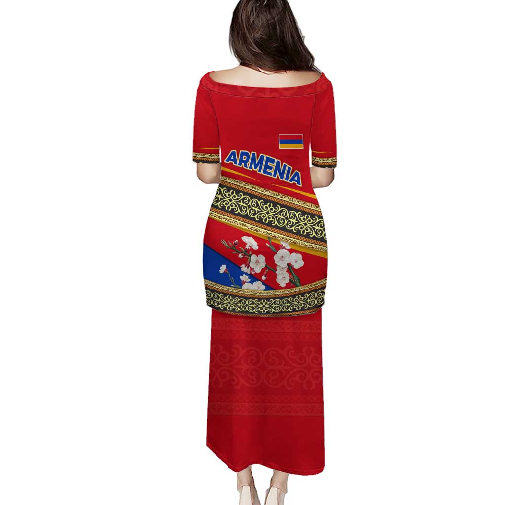 Armenia Traditional Pattern Puletasi with Floral Motif and National Flag Design - Wonder Print Shop