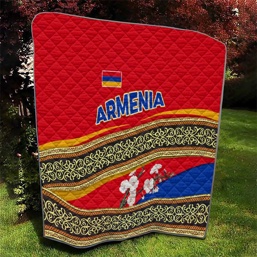 Armenia Traditional Pattern Quilt with Floral Motif and National Flag Design - Wonder Print Shop