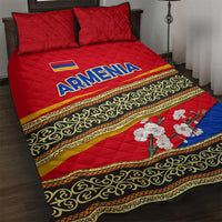Armenia Traditional Pattern Quilt Bed Set with Floral Motif and National Flag Design - Wonder Print Shop
