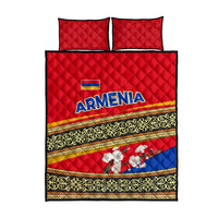 Armenia Traditional Pattern Quilt Bed Set with Floral Motif and National Flag Design - Wonder Print Shop