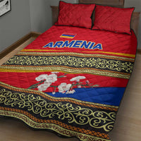 Armenia Traditional Pattern Quilt Bed Set with Floral Motif and National Flag Design - Wonder Print Shop