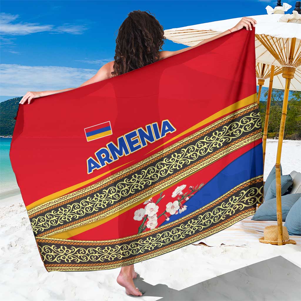 Armenia Traditional Pattern Sarong with Floral Motif and National Flag Design - Wonder Print Shop