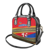 Armenia Traditional Pattern Shoulder Handbag with Floral Motif and National Flag Design - Wonder Print Shop