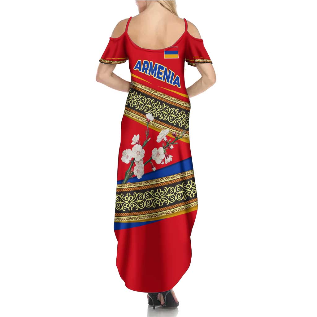Armenia Traditional Pattern Summer Maxi Dress with Floral Motif and National Flag Design - Wonder Print Shop