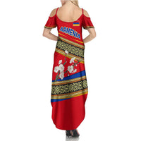 Armenia Traditional Pattern Summer Maxi Dress with Floral Motif and National Flag Design - Wonder Print Shop