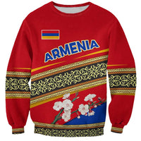 Armenia Traditional Pattern Sweatshirt with Floral Motif and National Flag Design - Wonder Print Shop
