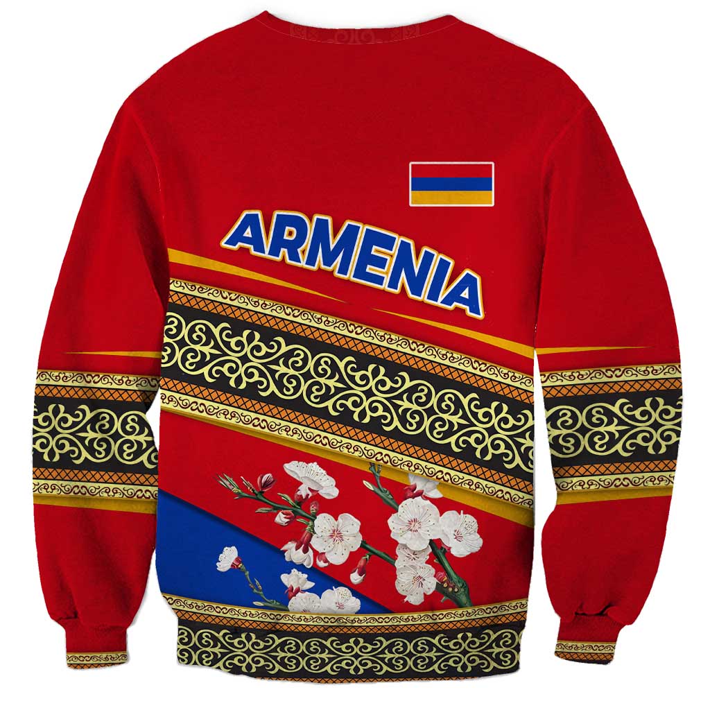 Armenia Traditional Pattern Sweatshirt with Floral Motif and National Flag Design - Wonder Print Shop