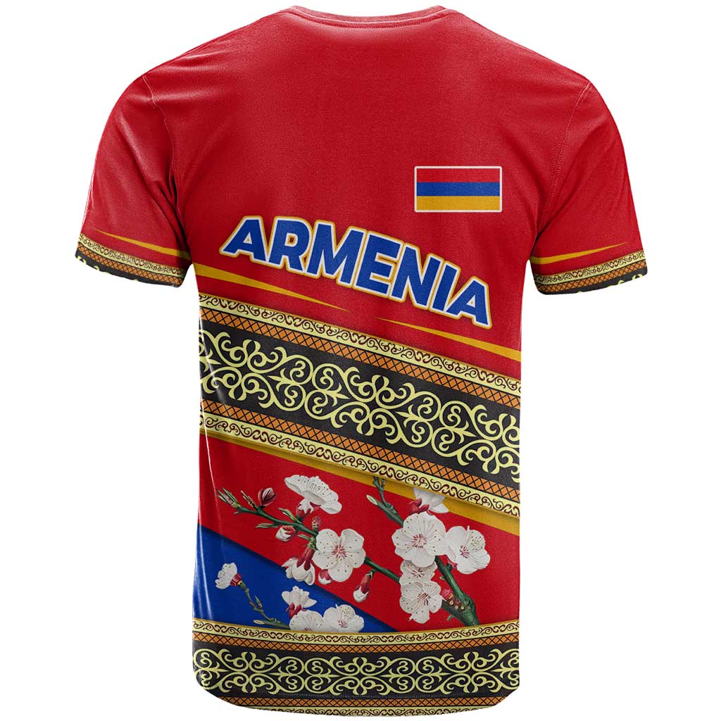 Armenia Traditional Pattern T Shirt with Floral Motif and National Flag Design - Wonder Print Shop