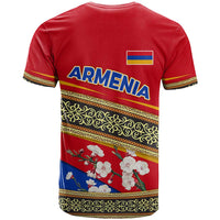 Armenia Traditional Pattern T Shirt with Floral Motif and National Flag Design - Wonder Print Shop