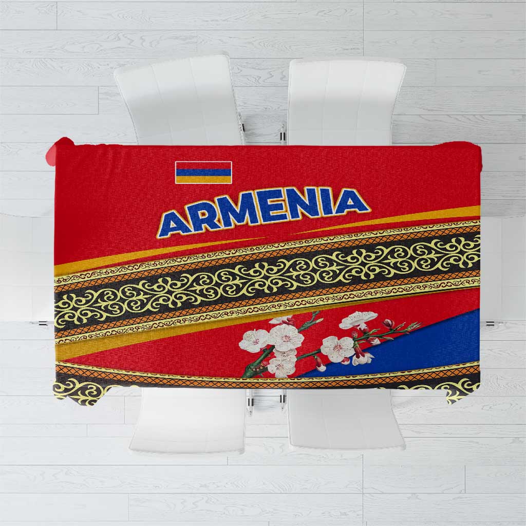Armenia Traditional Pattern Tablecloth with Floral Motif and National Flag Design - Wonder Print Shop
