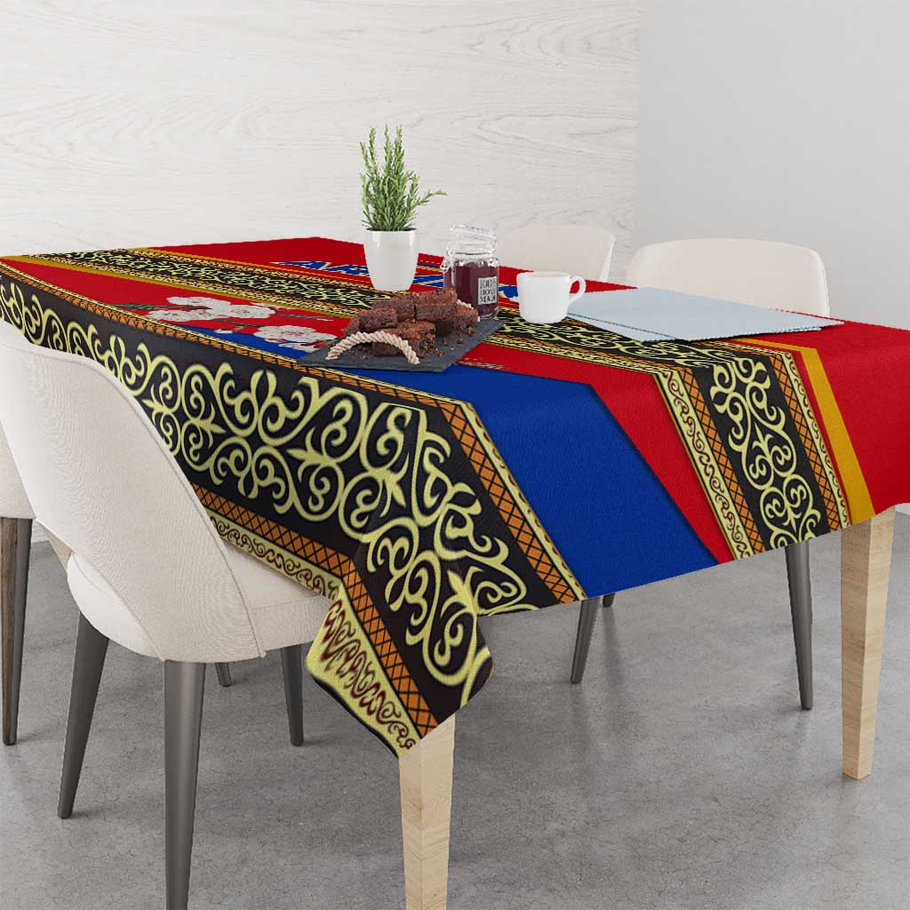 Armenia Traditional Pattern Tablecloth with Floral Motif and National Flag Design - Wonder Print Shop