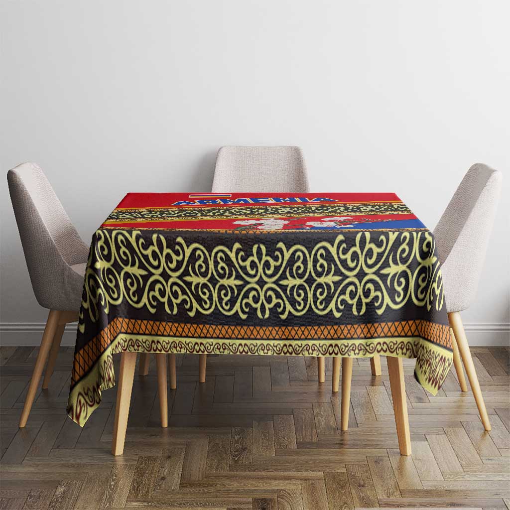 Armenia Traditional Pattern Tablecloth with Floral Motif and National Flag Design - Wonder Print Shop