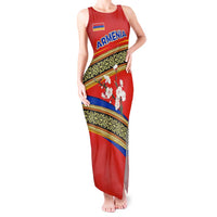Armenia Traditional Pattern Tank Maxi Dress with Floral Motif and National Flag Design - Wonder Print Shop