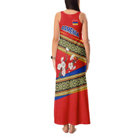 Armenia Traditional Pattern Tank Maxi Dress with Floral Motif and National Flag Design - Wonder Print Shop
