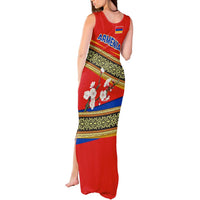 Armenia Traditional Pattern Tank Maxi Dress with Floral Motif and National Flag Design - Wonder Print Shop