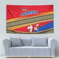 Armenia Traditional Pattern Tapestry with Floral Motif and National Flag Design - Wonder Print Shop