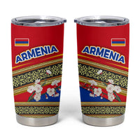 Armenia Traditional Pattern Tumbler Cup with Floral Motif and National Flag Design - Wonder Print Shop